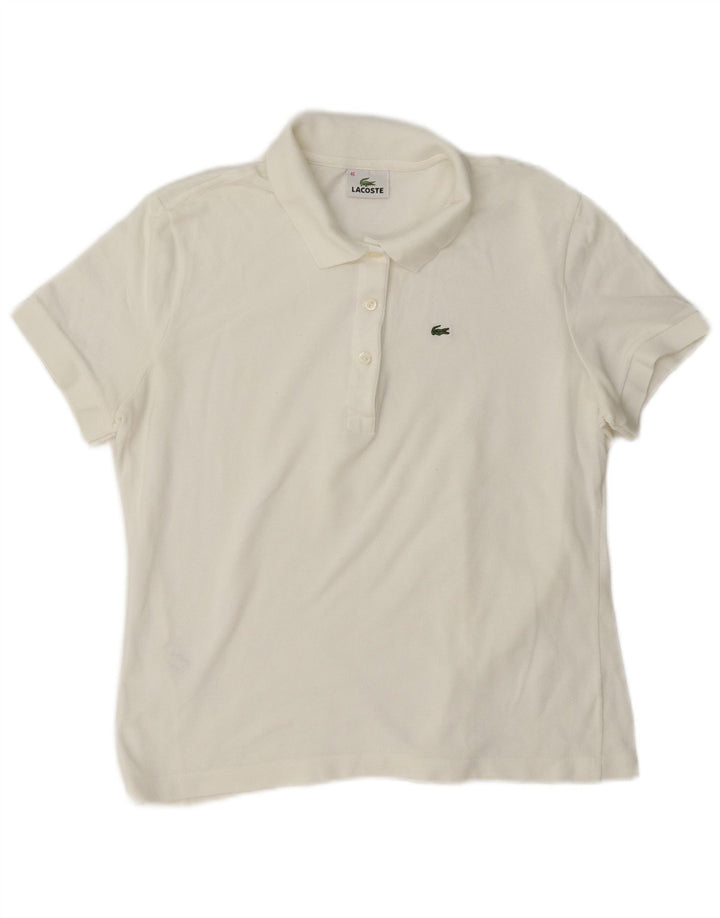 Lacoste Womens Polo Shirt Size 46 XL White Cotton