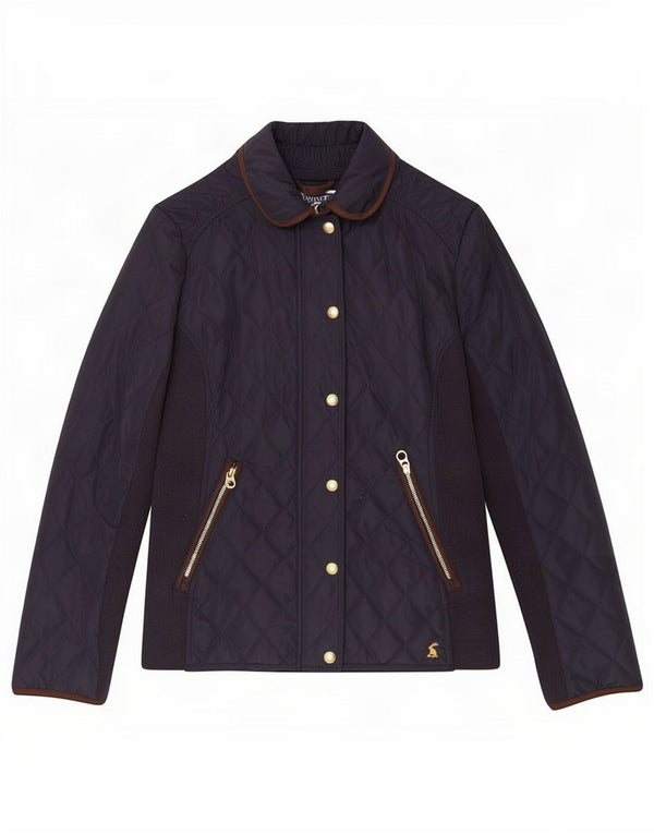 Joules Womens Quilted Jacket UK 8 Small Navy Blue Polyester