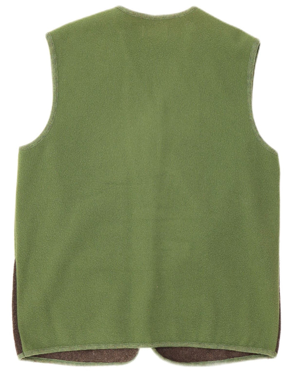 Vintage Womens Sleeveless Cardigan Sweater UK 12 Medium Green Colourblock