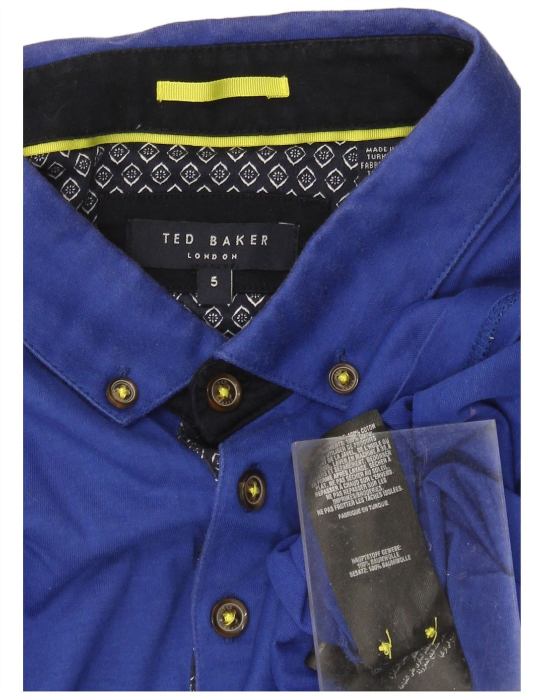 TED BAKER Mens Polo Shirt Size 5 XL Blue Cotton