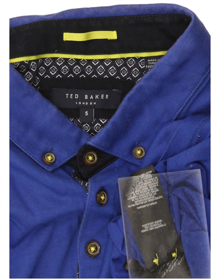 TED BAKER Mens Polo Shirt Size 5 XL Blue Cotton