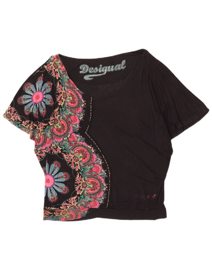 Desigual Womens Batwing Blouse Top UK 16 Large Black Floral