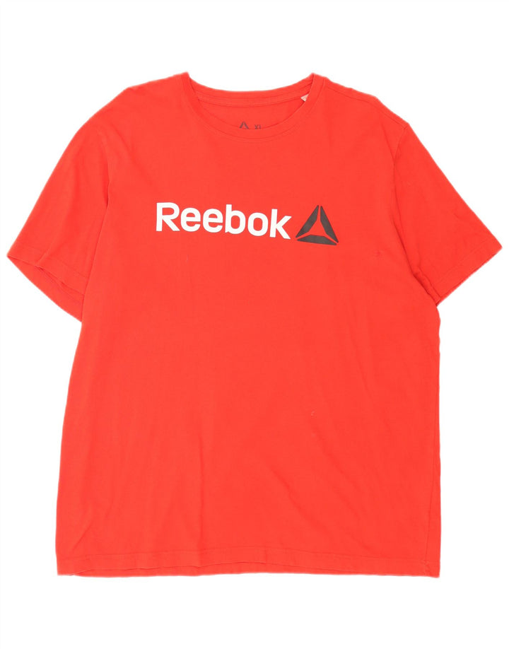 Reebok Mens Graphic T-Shirt Top XL Red Cotton