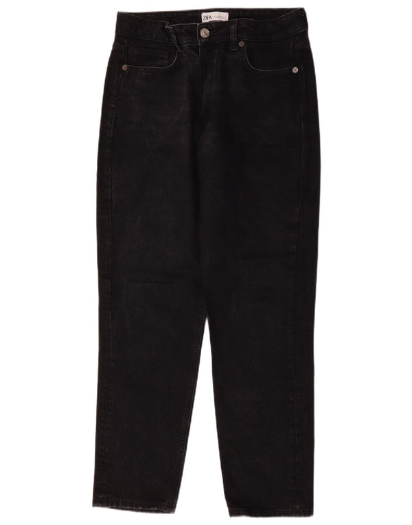 Zara Womens High Waist Tapered Jeans EU 42 Large W32 L28 Black
