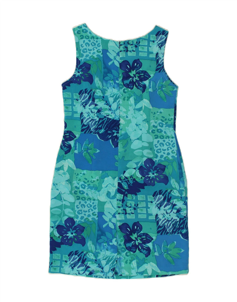 VINTAGE Womens Graphic Sleeveless Sheath Dress US 7 Medium Blue Floral Vintage Vintage and Second-Hand Vintage from Messina Hembry 