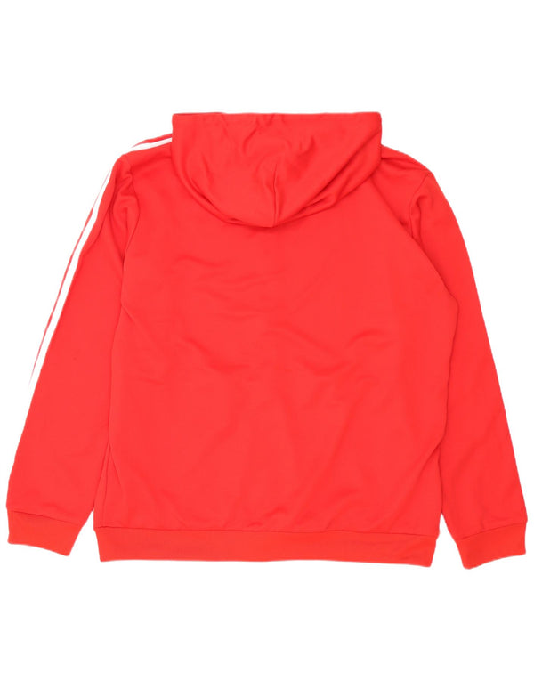 Adidas Mens Zip Hoodie Sweater XL Red Polyester