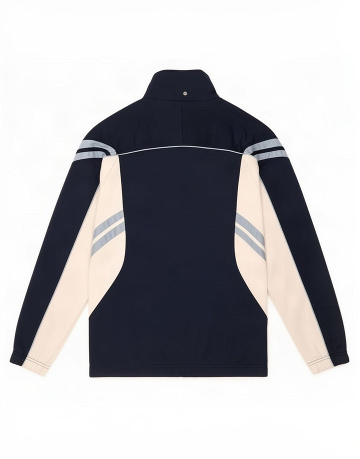 Asics Mens Tracksuit Top Jacket Medium Navy Blue Colourblock Polyester
