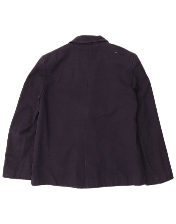 ZARA Womens Double Breasted Blazer Jacket UK 10 Small Navy Blue Cotton