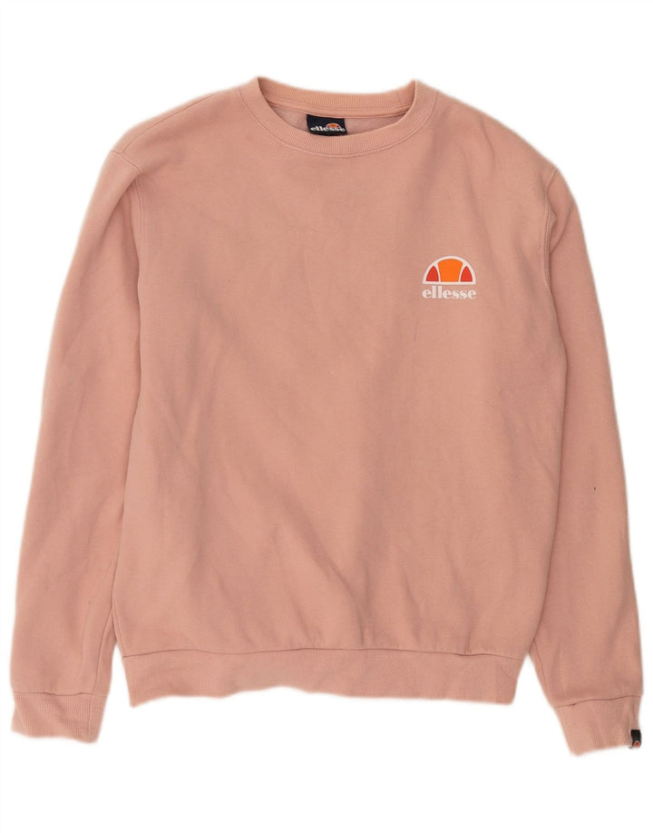 Ellesse Womens Oversized Sweatshirt Jumper UK 10 Small Pink Cotton