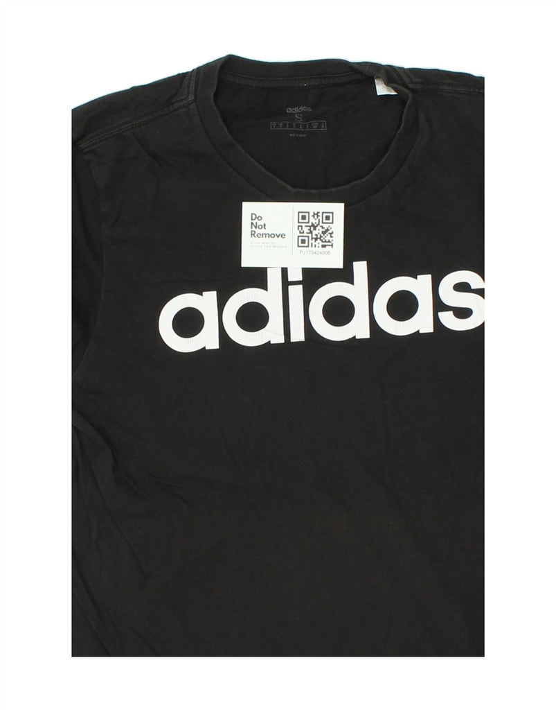 ADIDAS Womens Graphic T-Shirt Top UK 10 Small Black Cotton | Vintage Adidas | Thrift | Second-Hand Adidas | Used Clothing | Messina Hembry 