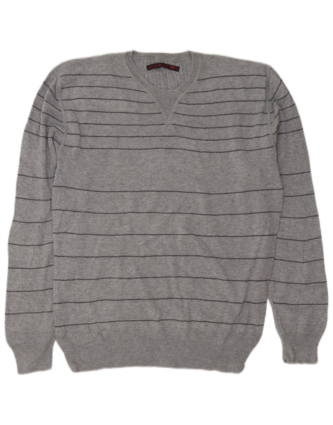 Levi's Mens Crew Neck Jumper Sweater Medium Grey Striped Cotton