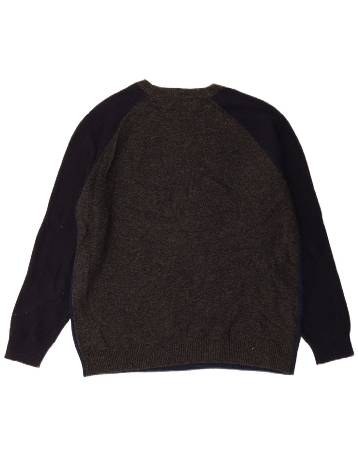 Marks & Spencer Mens Crew Neck Jumper Sweater Large Navy Blue Colourblock