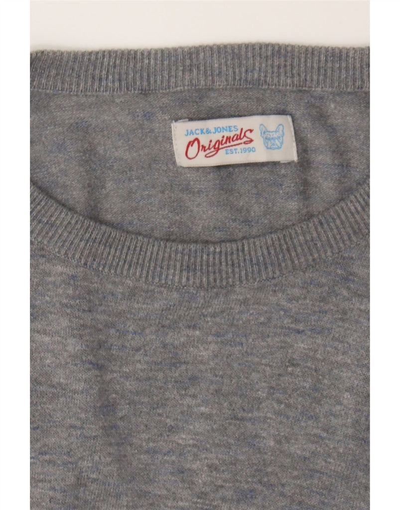 JACK & JONES Mens Crew Neck Jumper Sweater Medium Grey Cotton Vintage Jack & Jones and Second-Hand Jack & Jones from Messina Hembry 