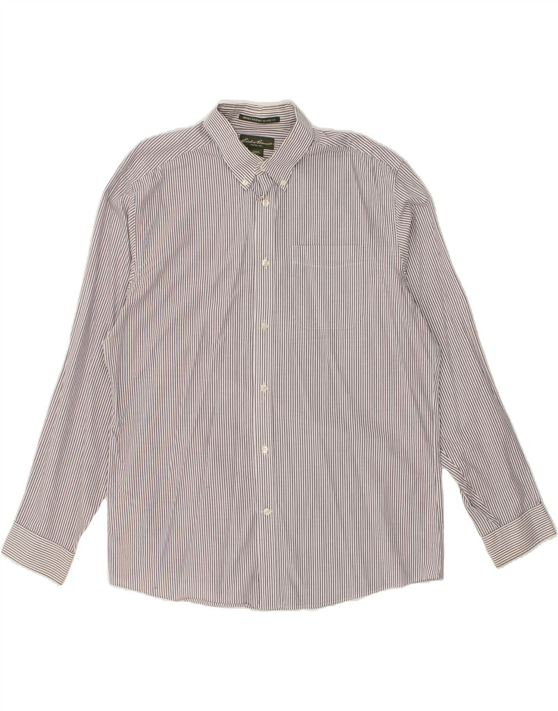 EDDIE BAUER Mens Wrinkle Resistant Relaxed Fit Shirt Large Grey Pinstripe | Vintage Eddie Bauer | Thrift | Second-Hand Eddie Bauer | Used Clothing | Messina Hembry 