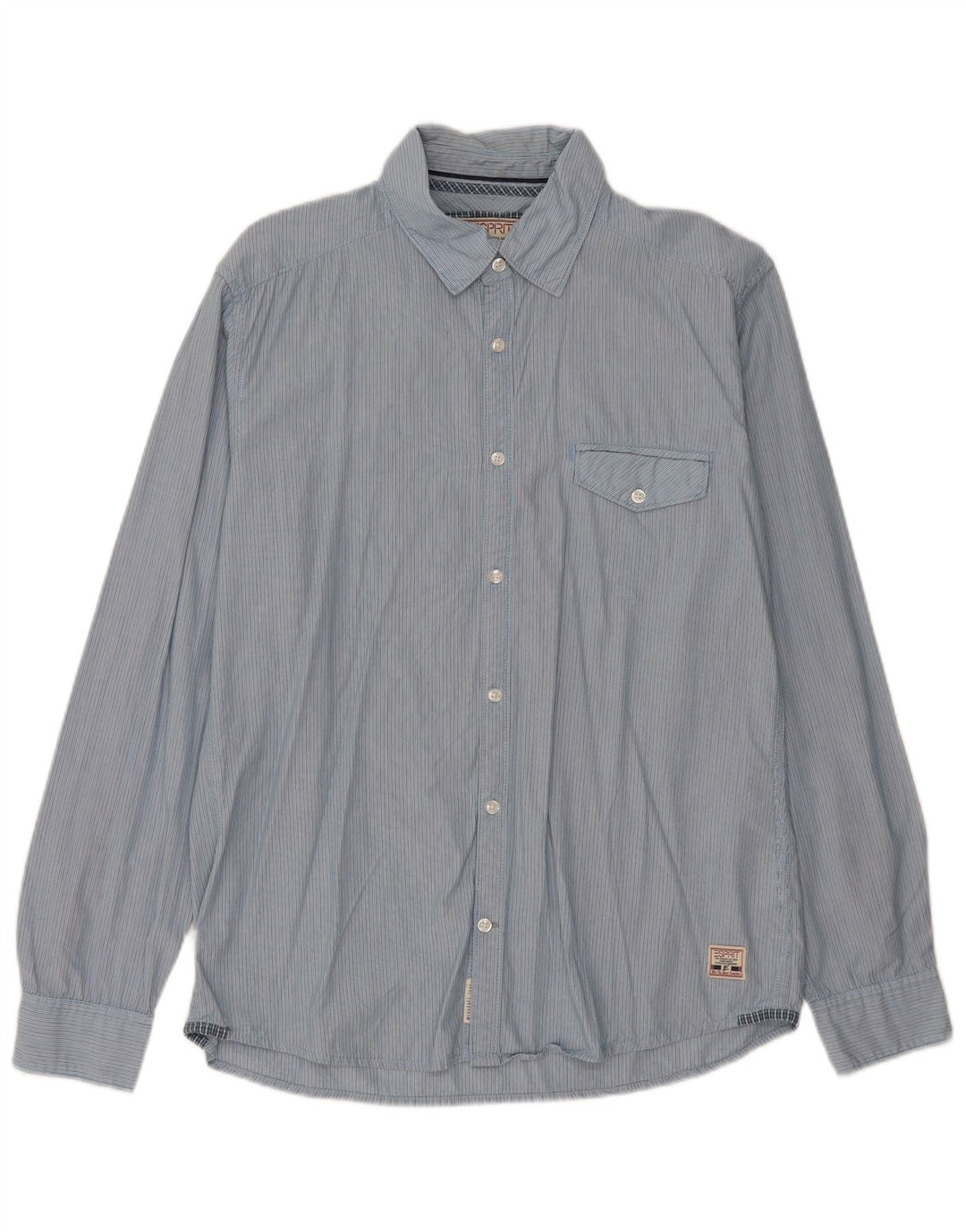 ESPRIT Mens Slim Fit Shirt Large Blue Pinstripe