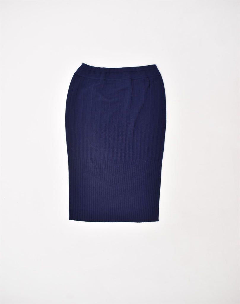 MARCCAIN Womens Pencil Skirt W28 Medium Navy Blue Acrylic | Vintage | Thrift | Second-Hand | Used Clothing | Messina Hembry 