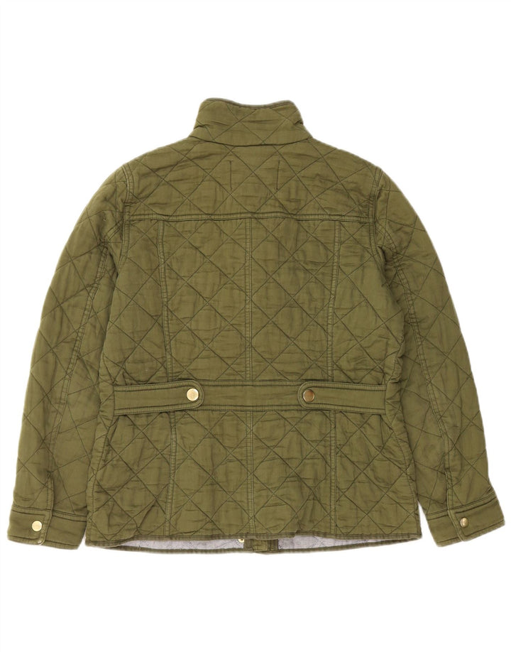 J. CREW Womens Quilted Jacket UK 10 Small Khaki Cotton