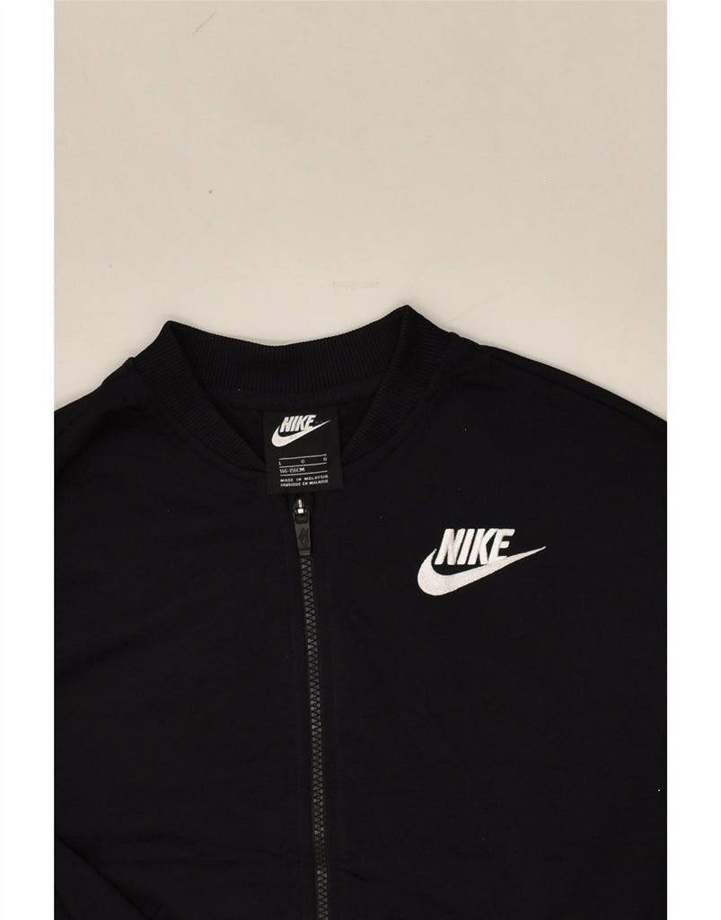 NIKE Girls Graphic Tracksuit Top Jacket 13-14 Years Large Black Polyester | Vintage Nike | Thrift | Second-Hand Nike | Used Clothing | Messina Hembry 