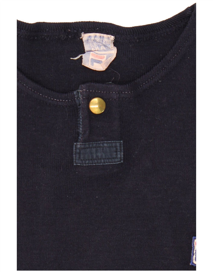 FILA Mens Boat Neck Jumper Sweater Small Navy Blue