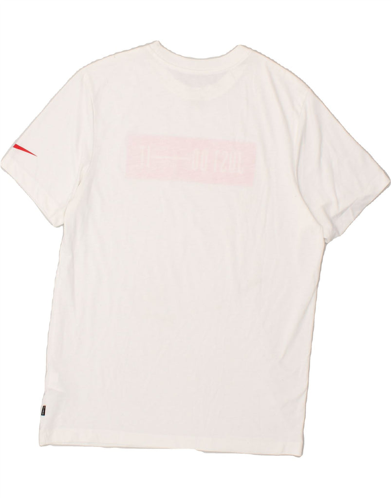 NIKE Womens Graphic T-Shirt Top UK 14 Medium White Cotton | Vintage Nike | Thrift | Second-Hand Nike | Used Clothing | Messina Hembry 