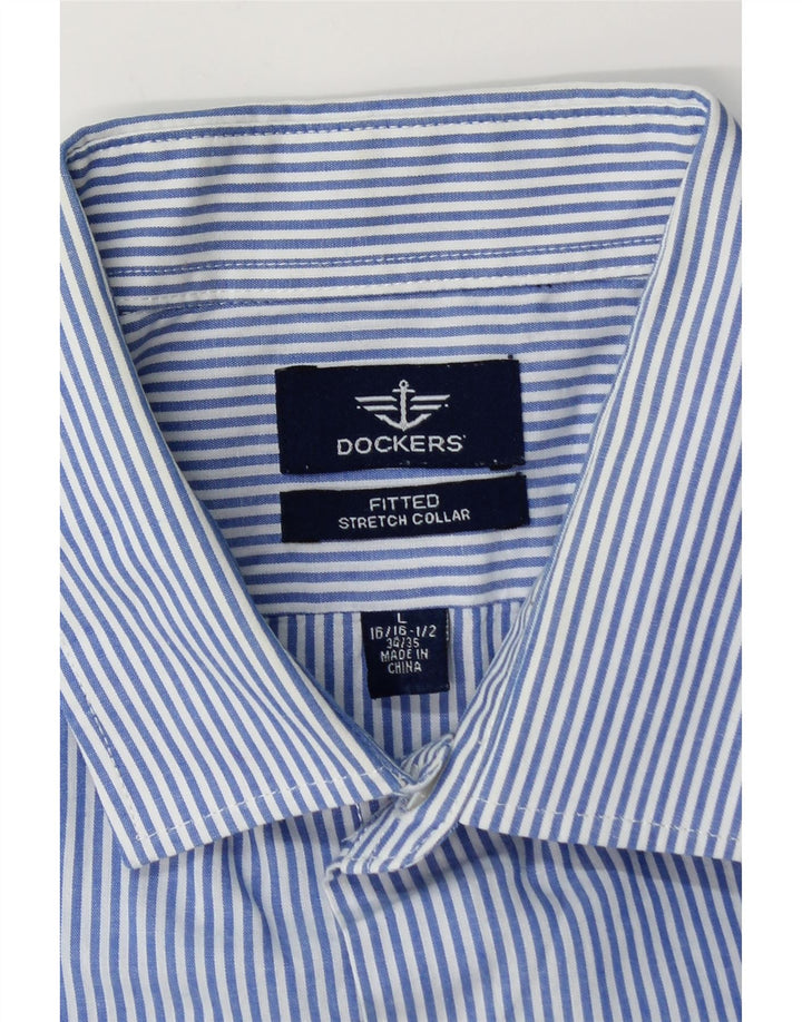 Dockers Mens Shirt Size 16 1/2 Large Blue Pinstripe