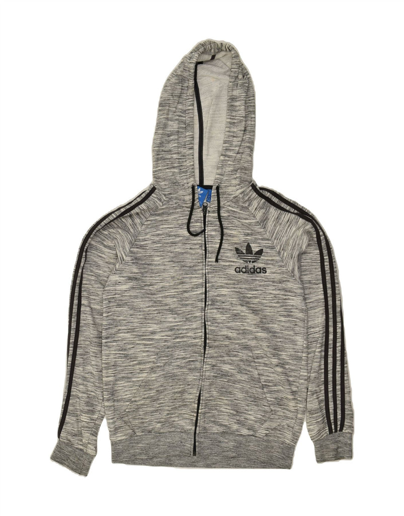 ADIDAS Mens Zip Hoodie Sweater Small Grey Pinstripe Cotton | Vintage Adidas | Thrift | Second-Hand Adidas | Used Clothing | Messina Hembry 