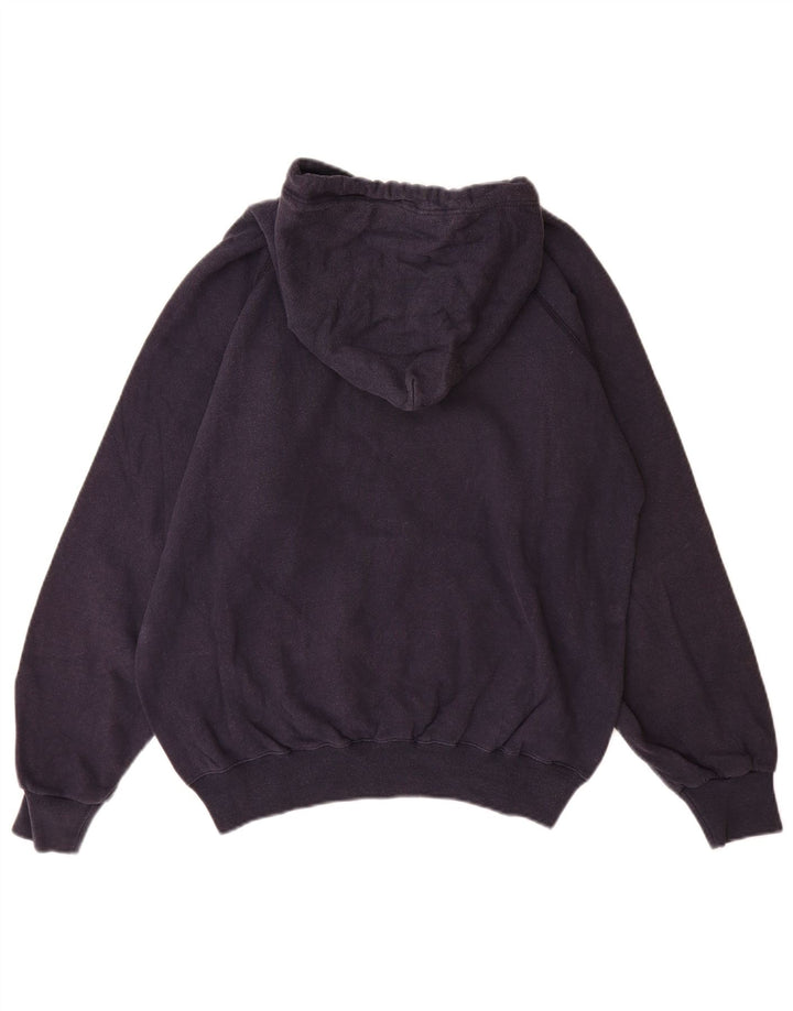 Champion Mens Graphic Hoodie Jumper Medium Navy Blue Cotton