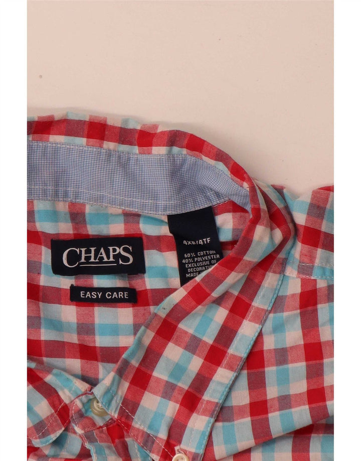 Chaps Mens Big Short Sleeve Regular Fit Shirt 4XL Red Gingham Cotton