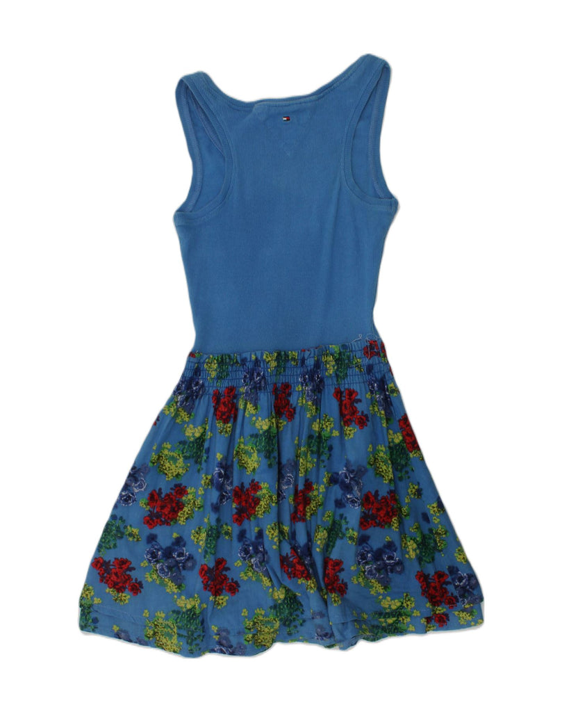 TOMMY HILFIGER Girls Sleeveless A-Line Dress 9-10 Years Blue Floral Cotton | Vintage Tommy Hilfiger | Thrift | Second-Hand Tommy Hilfiger | Used Clothing | Messina Hembry 