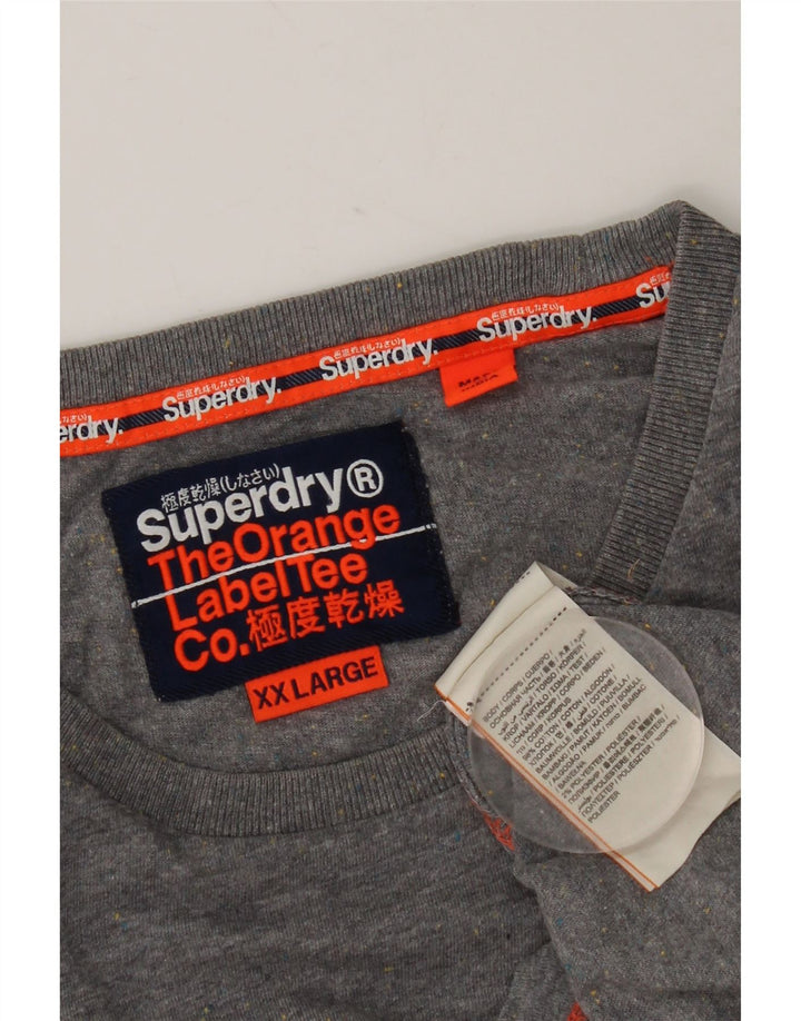 Superdry Mens T-Shirt Top 2XL Grey Flecked Cotton