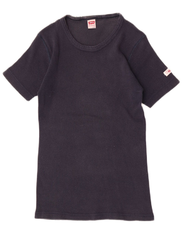 Levi's Womens T-Shirt Top UK 14 Large Navy Blue Cotton