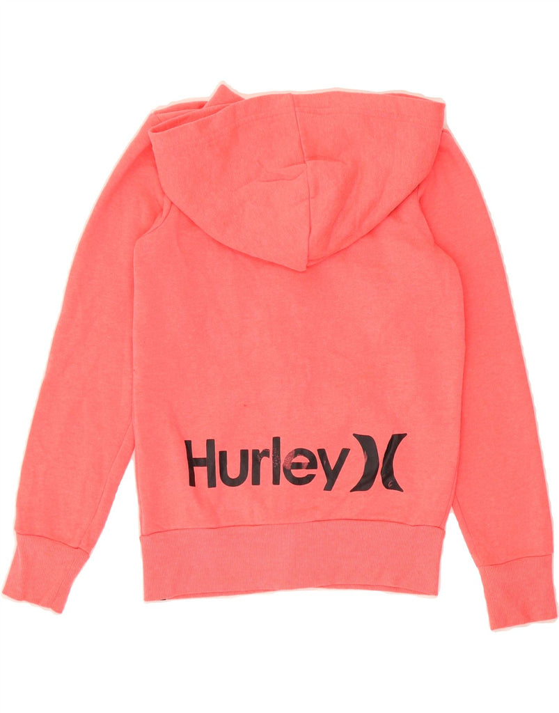 HURLEY Girls Graphic Zip Hoodie Sweater 10-11 Years Medium  Pink Polyester Vintage Hurley and Second-Hand Hurley from Messina Hembry 
