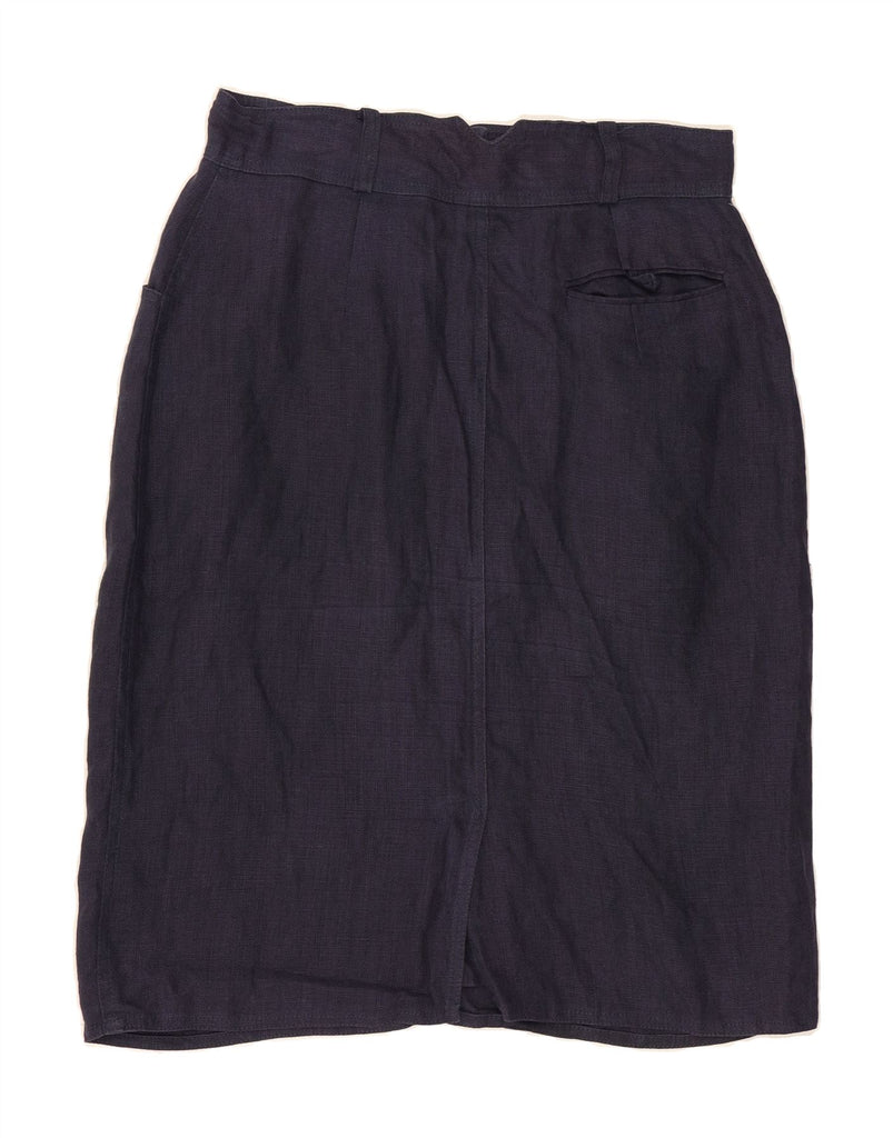 PENNY BLACK Womens Straight Skirt IT 44 Medium W28 Navy Blue Linen Vintage Penny Black and Second-Hand Penny Black from Messina Hembry 