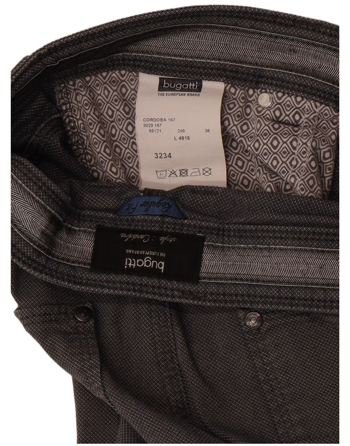 Bugatti Mens Straight Casual Trousers W30 L34 Grey Cotton