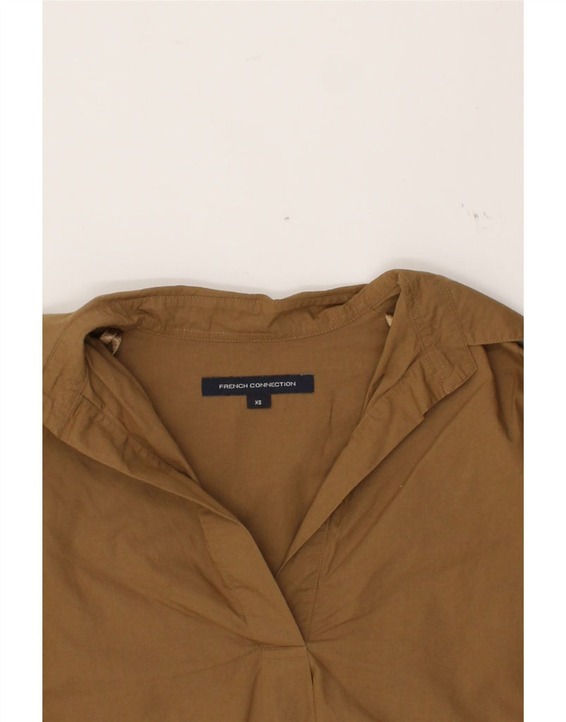 FRENCH CONNECTION Womens Oversized 3/4 Sleeve Shirt Blouse UK 6 XS Brown Vintage French Connection and Second-Hand French Connection from Messina Hembry 
