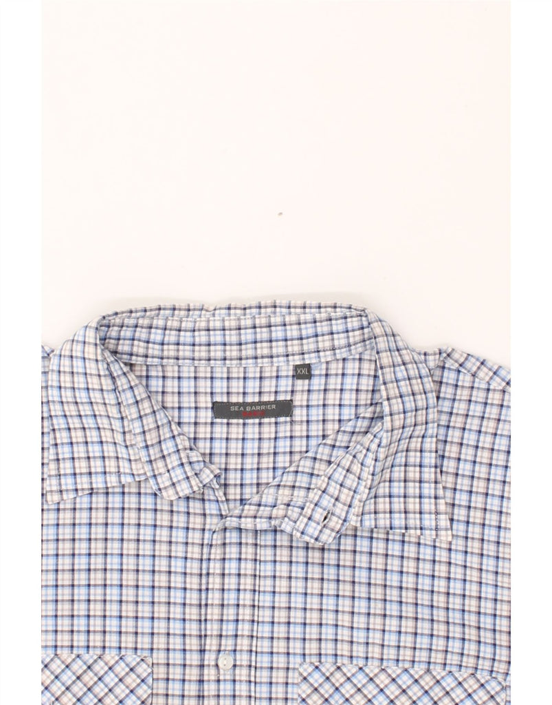 SEA BARRIER Mens Short Sleeve Shirt 2XL Blue Check Cotton Vintage Sea Barrier and Second-Hand Sea Barrier from Messina Hembry 