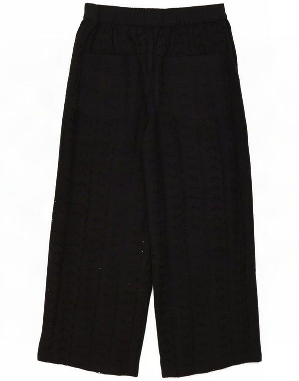 Zara Womens Wide Leg Capri Trousers Medium W28 L23 Black Cotton