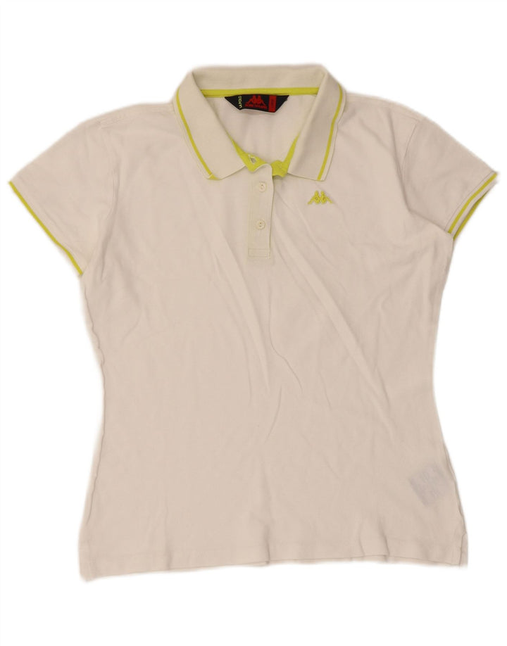 Kappa Womens Polo Shirt UK 14 Large White Cotton