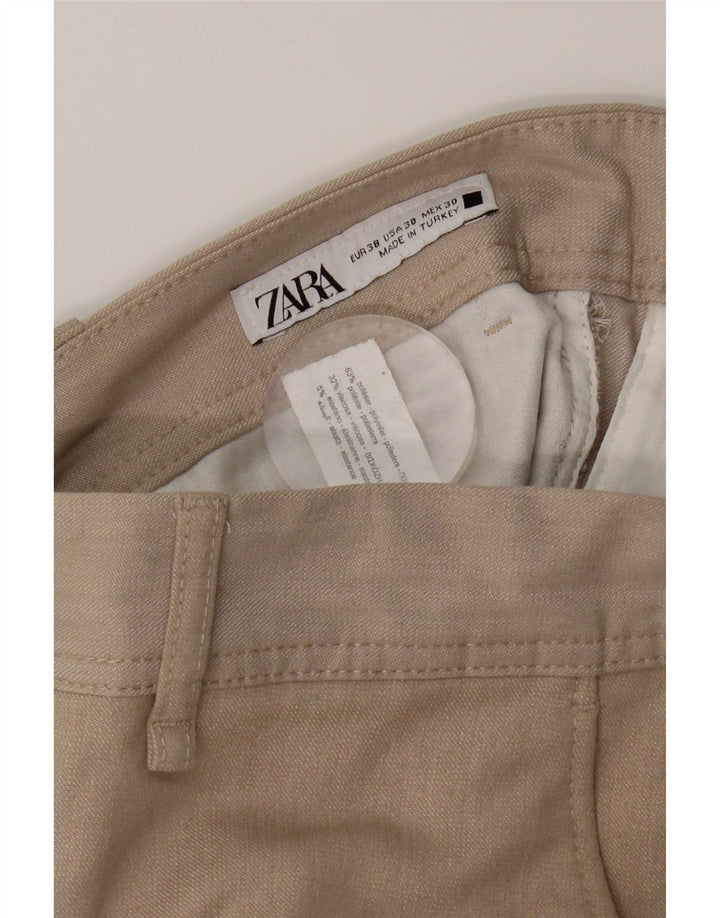 Zara Mens Slim Chino Trousers EU 38 Small W30 L28 Beige Polyester
