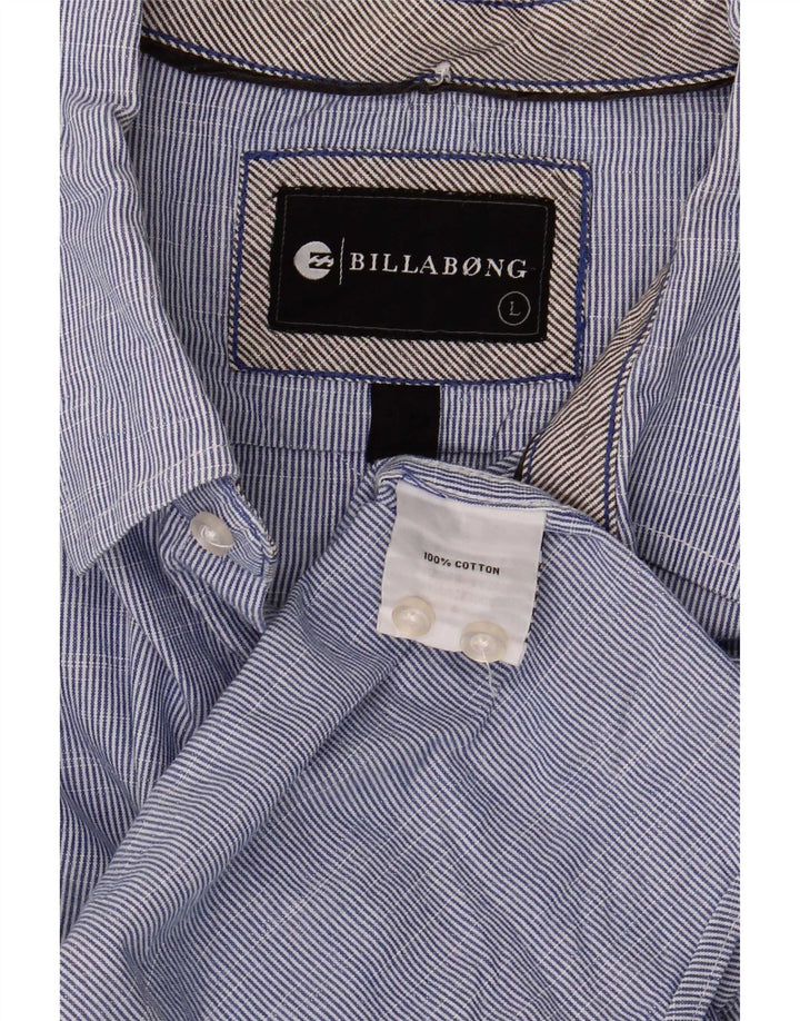 Billabong Mens Graphic Shirt Large Blue Pinstripe Cotton