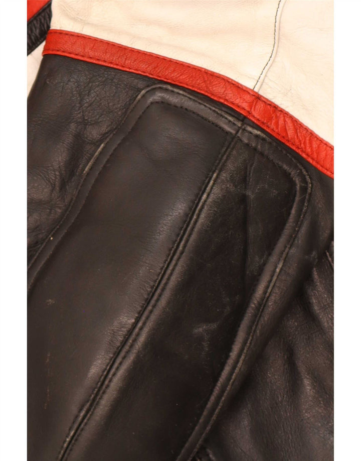 Sportex Mens Racer Jacket IT 44 XS Black Colourblock Leather