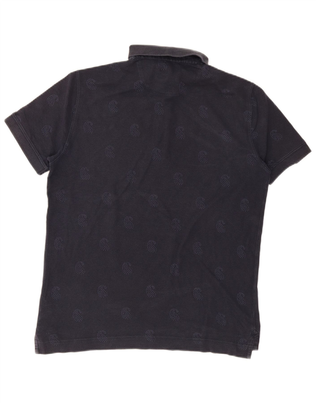 MASSIMO DUTTI Mens Polo Shirt Large Navy Blue Paisley Cotton