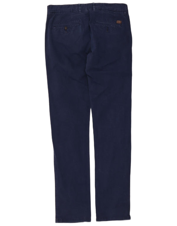 Zara Mens Slim Chino Trousers EU 42 Large W32 L33 Navy Blue Cotton