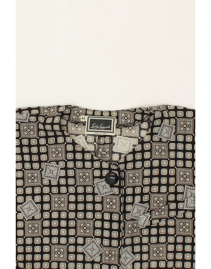 LUISA SPAGNOLI Womens 1 Button Blazer Jacket IT 44 Medium Grey Geometric Vintage Luisa Spagnoli and Second-Hand Luisa Spagnoli from Messina Hembry 