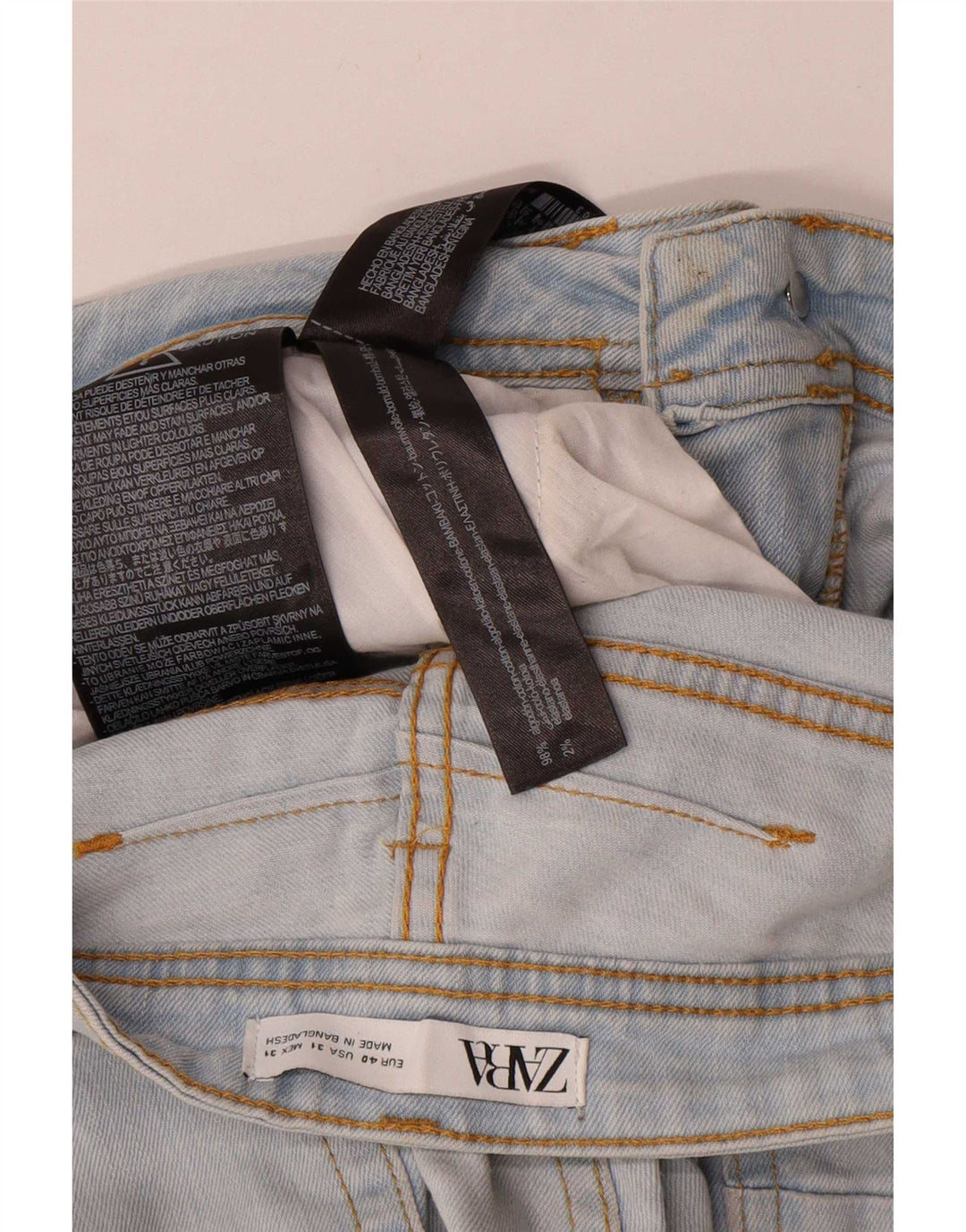 Zara Womens Distressed Slim Cropped Jeans EU 40 Medium W30 L25 Blue Cotton