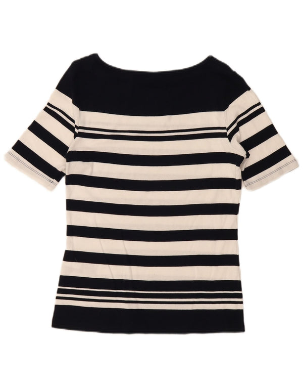 Tommy Hilfiger Womens T-Shirt Top UK 12 Medium Black Striped Cotton