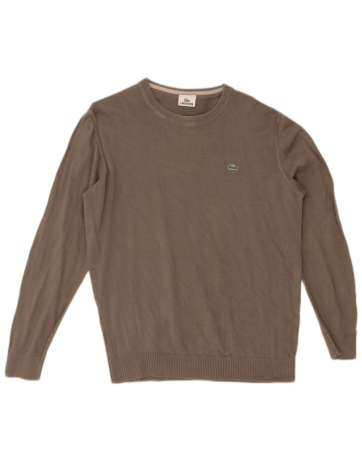 Lacoste Mens Crew Neck Jumper Sweater Size 5 Large Khaki