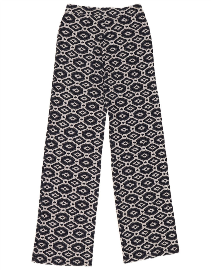 Zara Womens Wide Leg Trousers Medium W28 L30 Navy Blue Geometric