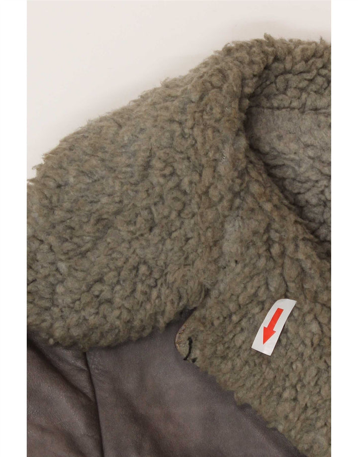 Vintage Womens Shearling Jacket UK 10 Small Grey