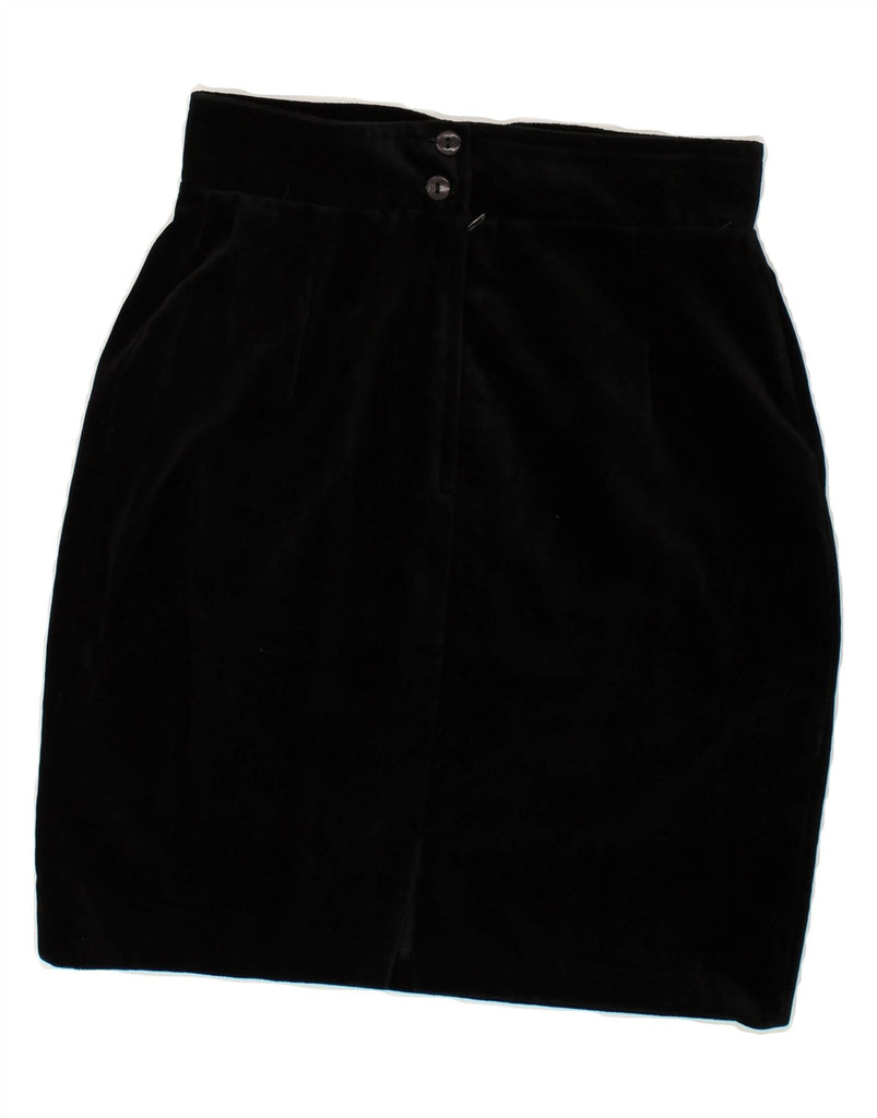 CONFEZIONI Womens Velvet Pencil Skirt IT 42 Medium W26 Black | Vintage Confezioni | Thrift | Second-Hand Confezioni | Used Clothing | Messina Hembry 